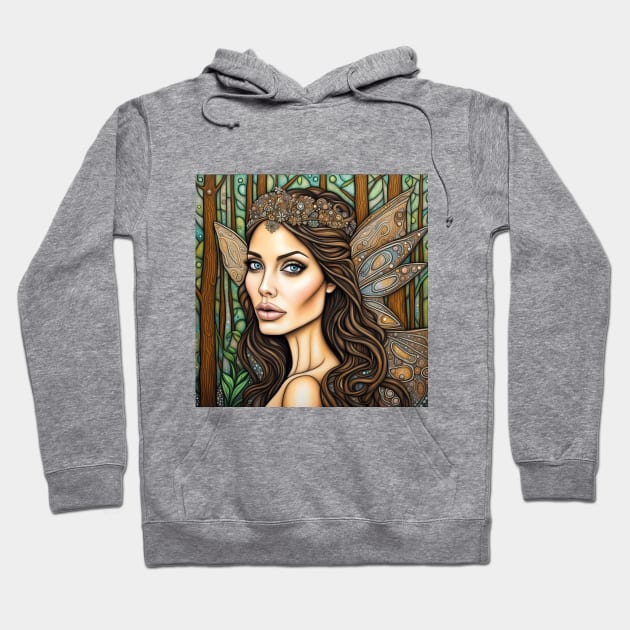 Angelina Jolie as a fairy in the woods Hoodie by Colin-Bentham